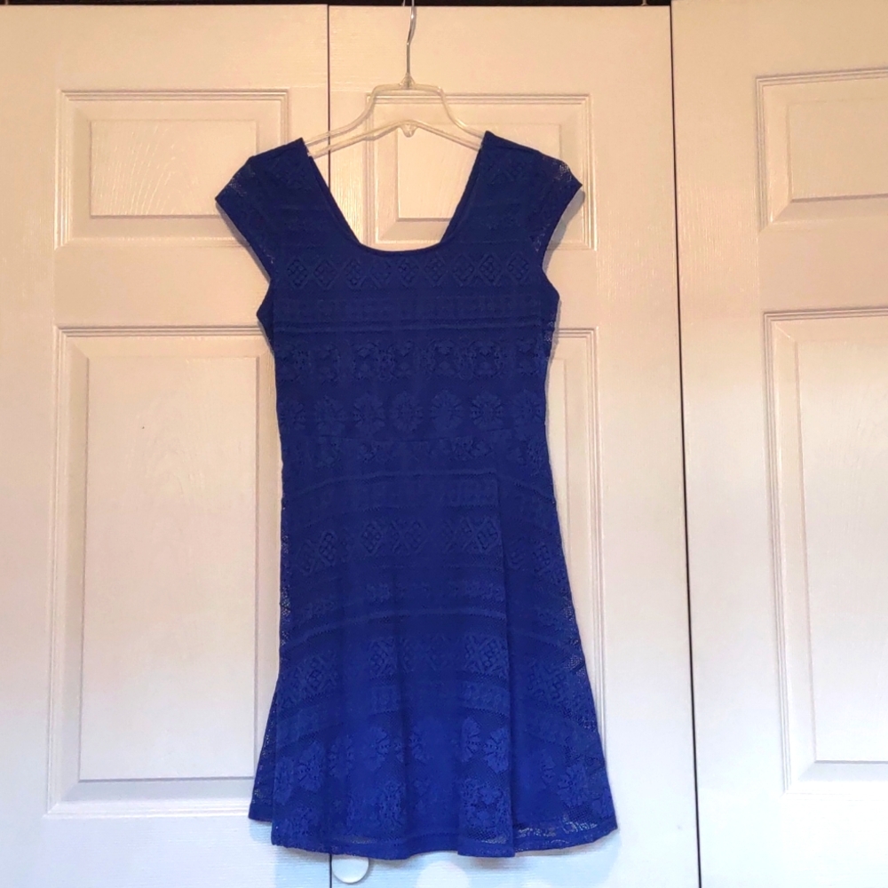 Blue, lace dress